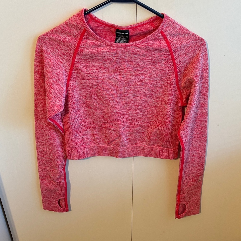 PINK Active Women's Medium Red Long Sleeve Cropped Top